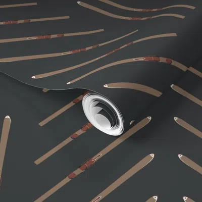 Spoonflower Pre-pasted Wallpaper Vintage Ski Chevron Large 2' X 12' Removable