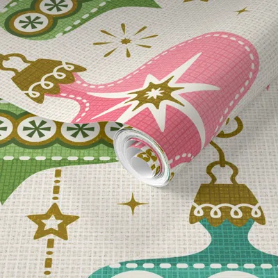 Spoonflower Pre-pasted Wallpaper Vintage Starburst Ornaments 2' X 12' Removable