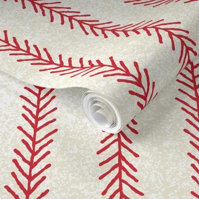 Spoonflower Pre-pasted Wallpaper Vintage Stitch - Horizontal 2' X 12' Removable