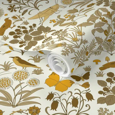 Spoonflower Pre-pasted Wallpaper Voysey's Garden 4 2' X 12' Removable