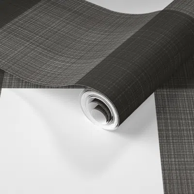 Spoonflower Pre-pasted Wallpaper Warm Black On White Cross Hatch Plaid Copy 2 2' X 12' Removable