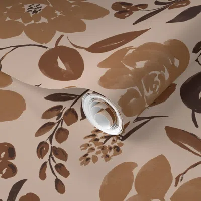 Spoonflower Pre-pasted Wallpaper Watercolor Desert Floral On Sand  Removable