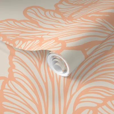 Spoonflower Pre-pasted Wallpaper Waving Coral Reefs 6 - Peach Fuzz  Removable