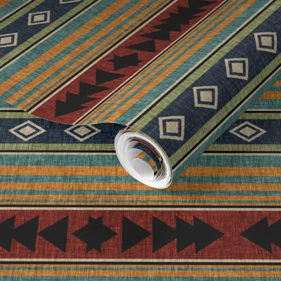 Spoonflower Pre-pasted Wallpaper Western Blanket 2' X 12' Removable