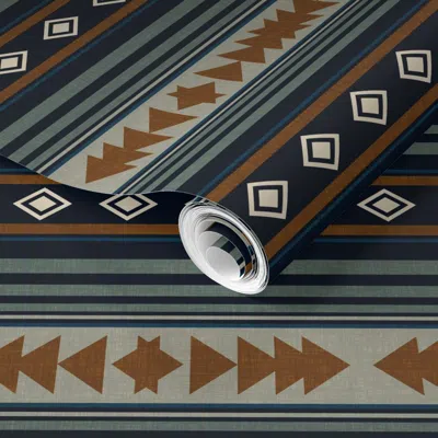 Spoonflower Pre-pasted Wallpaper Western Blanket - Buckskin 2' X 12' Removable