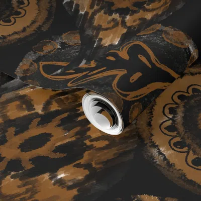 Spoonflower Pre-pasted Wallpaper Western Goth Paisley &black Brown &vintage Rustic Dark Cowboy Aesthetic L  Remo