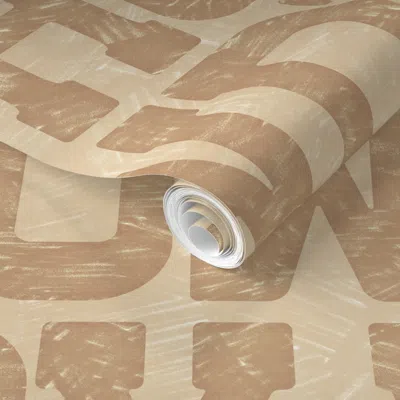 Spoonflower Pre-pasted Wallpaper Western Howdy On Faux Suede Hide - Beige Cream  Removable