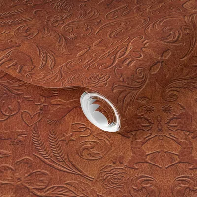 Spoonflower Pre-pasted Wallpaper Western Leather Pattern 2' X 12' Removable