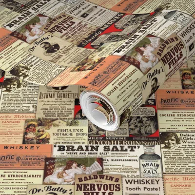 Spoonflower Pre-pasted Wallpaper Whiskey Toothpaste And Brain Salt 2' X 12' Removable