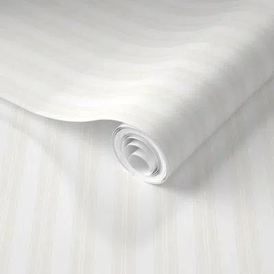 Spoonflower Pre-pasted Wallpaper White And Faf7ef Anderson Stripe 2' X 12' Removable
