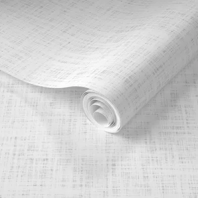 Spoonflower Pre-pasted Wallpaper White Linen No. 2 2' X 12' Removable In Gray