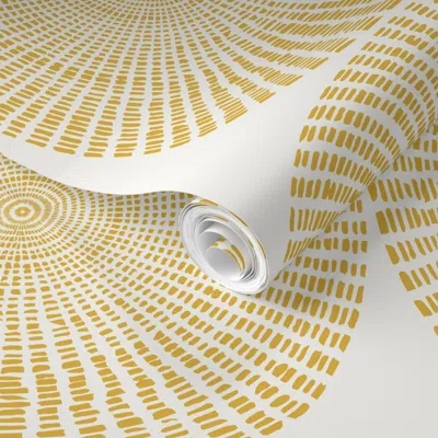 Spoonflower Pre-pasted Wallpaper Wholly Plain (mustard) 2' X 12' Removable In Yellow