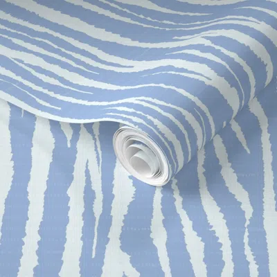 Spoonflower Pre-pasted Wallpaper Wild Torn Vertical Stripe - Lt. Blue 2' X 12' Removable