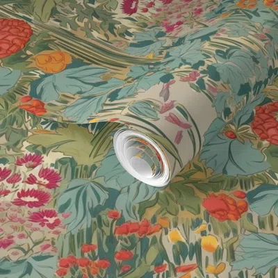 Spoonflower Pre-pasted Wallpaper Wilde Garden 2' X 12' Removable