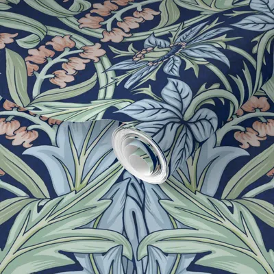 Spoonflower Pre-pasted Wallpaper William Morris Bluebell/columbine 2' X 12' Removable