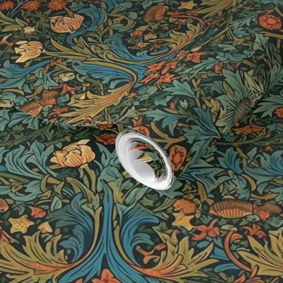 Spoonflower Pre-pasted Wallpaper William Morris Floral Sunflower 2' X 12' Removable