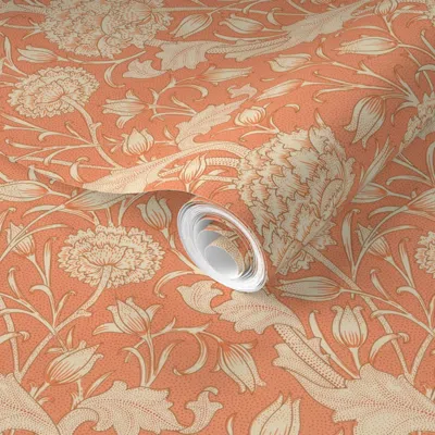 Spoonflower Pre-pasted Wallpaper William Morris Wild Tulip Original 2' X 12' Removable