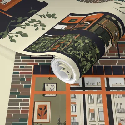 Spoonflower Pre-pasted Wallpaper Windows In The Apartment Building By Kedoki And Other Colors In Links In 2' X 1
