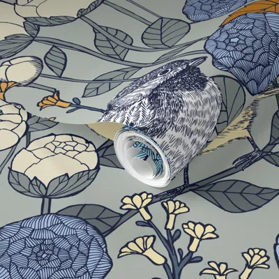 Spoonflower Pre-pasted Wallpaper Winter Garden - Frost 2' X 12' Removable In Multi