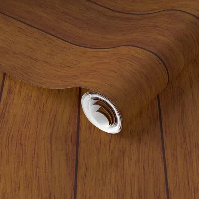 Spoonflower Pre-pasted Wallpaper Wood Panel Print - Walnut Brown - Vertical Shiplap Effect 2' X 12' Removable