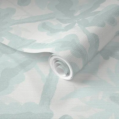 Spoonflower Pre-pasted Wallpaper Woodlands Soft Aqua 2' X 12' Removable
