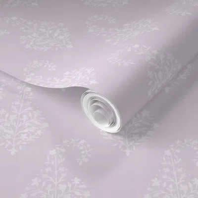 Spoonflower Pre-pasted Wallpaper Woven Painted Paisley Lilac 2' X 12' Removable