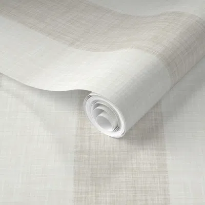 Spoonflower Pre-pasted Wallpaper Woven Texture Wide Cabana Stripes In Pale Oak Beige 2' X 12' Removable