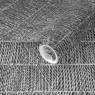 Spoonflower Pre-pasted Wallpaper Woven Textured Horizontal Stripe - Charcoal Gray  Removable