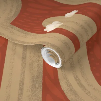 Spoonflower Pre-pasted Wallpaper Wyatt (red And Brown) 2' X 12' Removable