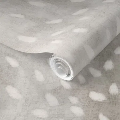 Spoonflower Pre-pasted Wallpaper Xl Soft Neutral Taupe Gray Deer Hide - Speckled Antelope Fawn Animal Print 2' X