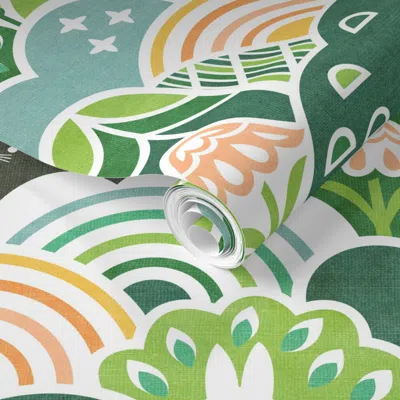 Spoonflower Pre-pasted Wallpaper Xl - Springtime Oasis 2' X 12' Removable