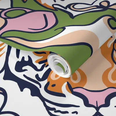 Spoonflower Pre-pasted Wallpaper Year Of The Water Tiger Pouring Sand Mary Du Bois Large 2' X 12' Removable In Multi