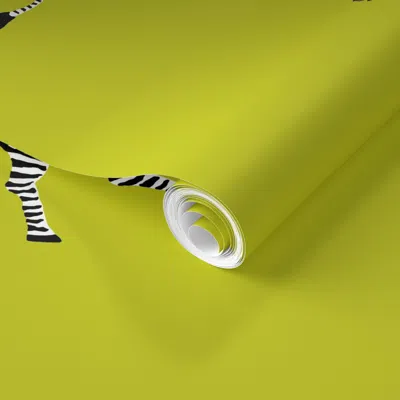 Spoonflower Pre-pasted Wallpaper Zebra Hi5 Acid Green 2' X 12' Removable