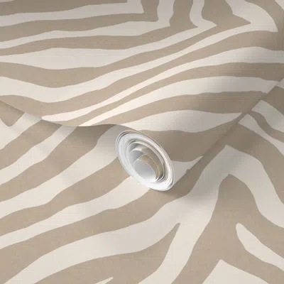 Spoonflower Pre-pasted Wallpaper Zebra In Linen 2' X 12' Removable