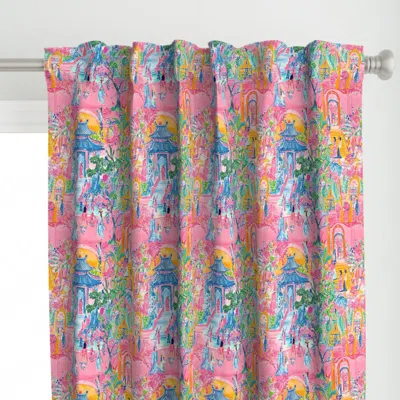 Spoonflower Preppy Famille Rose Curtain Panel