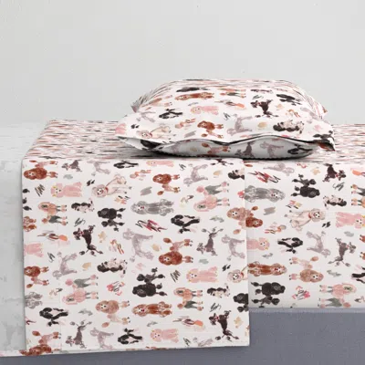 Spoonflower Prized Poodles Watercolor Dog Print Twin Sheet Set In Neutral