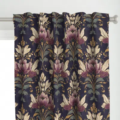 Spoonflower Purple And Gold Lotus On Curtain Panel