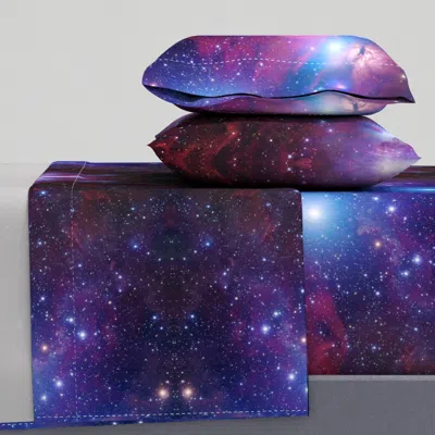 Spoonflower Purple Galaxy Queen Sheet Set