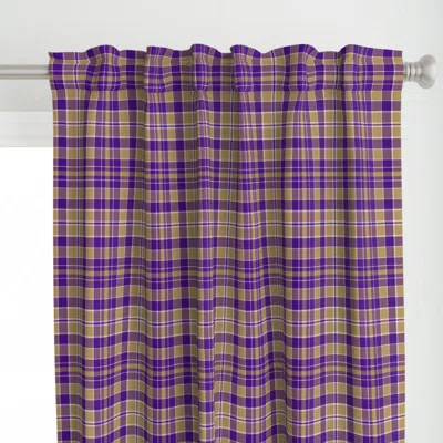 Spoonflower Purple Gold White Plaid Curtain Panel