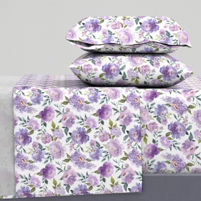 Spoonflower Purple Peony Florals Spring Queen Sheet Set