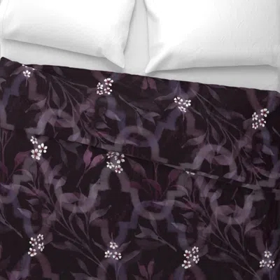 Spoonflower Purple Plum Trellis On Dark Maroon 24in Wide Cotton Sateen 3.5 oz 26" X 20" Standard Knife Edge