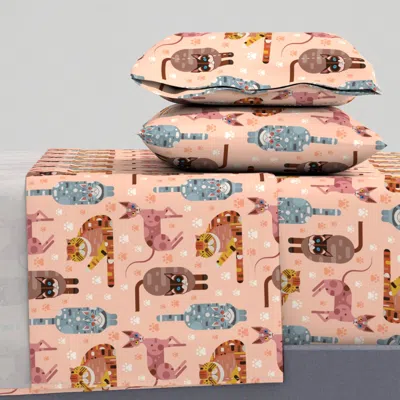 Spoonflower Purrr-fect Cats Queen Sheet Set