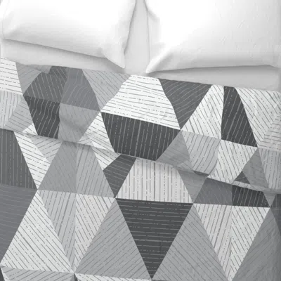 Spoonflower Pyramid Angles- Neutral Greys Palette Euro Pillow Sham