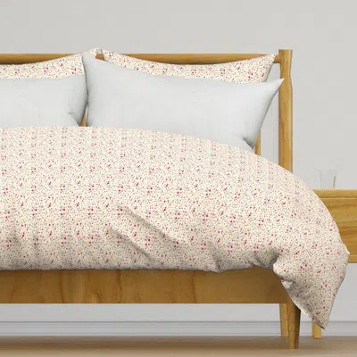 Spoonflower Quilt Square Tiny Flowers Red Duvet Cover