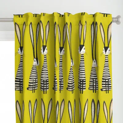 Spoonflower Quirky Striped Rabbits In Curtain Panel