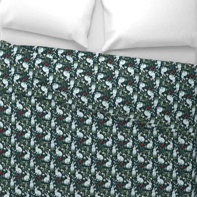 Spoonflower Rabbits In A Meadow - Small Wide Cotton Sateen 3.5 oz 26" X 20" Standard Knife Edge