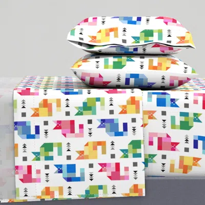 Spoonflower Rainbow Cat Quilt Normal Scale King Sheet Set
