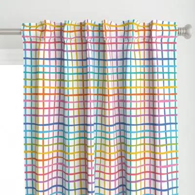 Spoonflower Rainbow Checkered Stripes Curtain Panel
