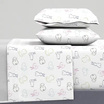 Spoonflower Rainbow Rabbits Cal King Sheet Set