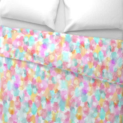 Spoonflower Rainbow Watercolor Dots - Abstract Paint Stains - Colorful Spots - Kids Euro Pillow Sham